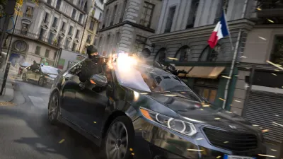 Armoured car chase through a Paris street in Modern Warfare 4